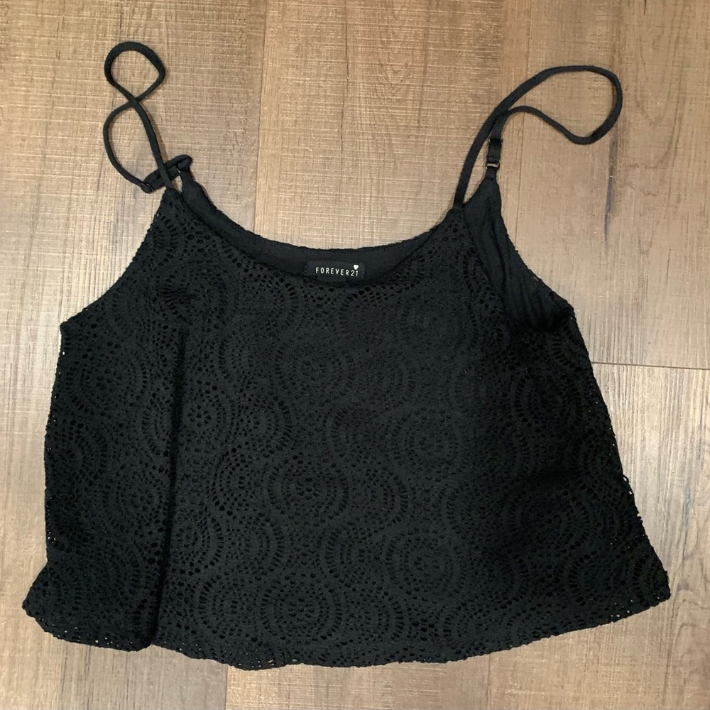Forever 21 Black Crop Tank Top, Size Small